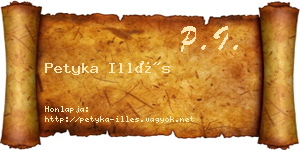 Petyka Illés névjegykártya